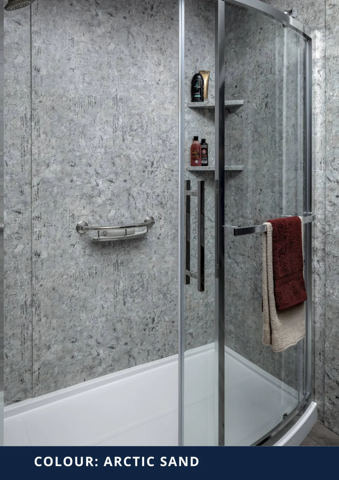 Acrylic shower wall panels, Arctic Sand style — Arctic Sand Acrylic Shower — the Kawarthas, Ontario