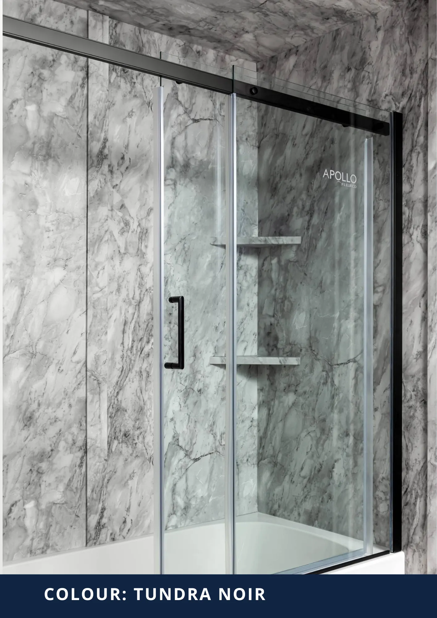 Acrylic shower wall panels, Tundra Noir style — Tundra Noir Acrylic Tub Surround — the Kawarthas, Ontario