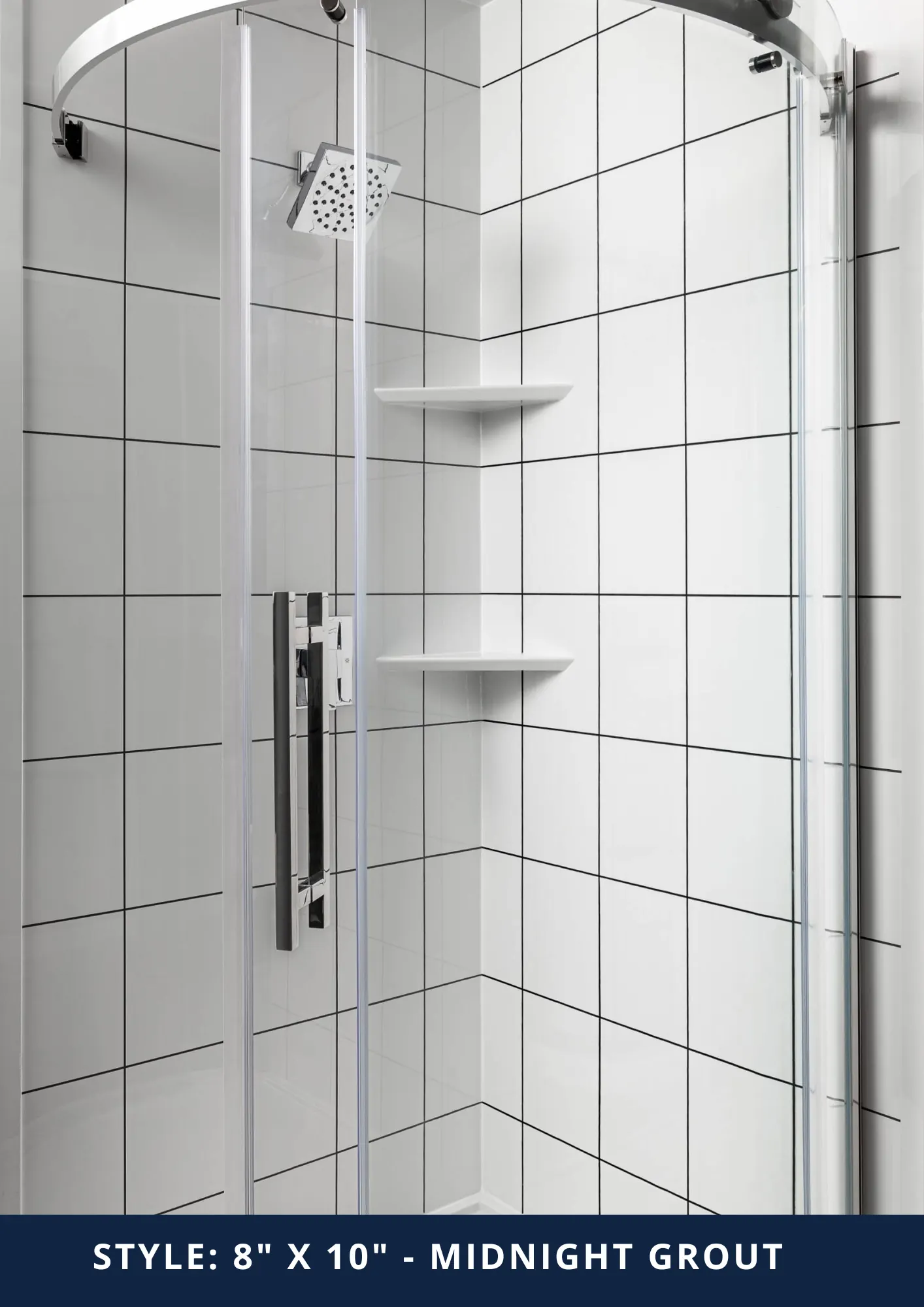 Acrylic shower wall panels, 8x10 Midnight style — 8x10 Midnight Grout Corner Shower — the Kawarthas, Ontario