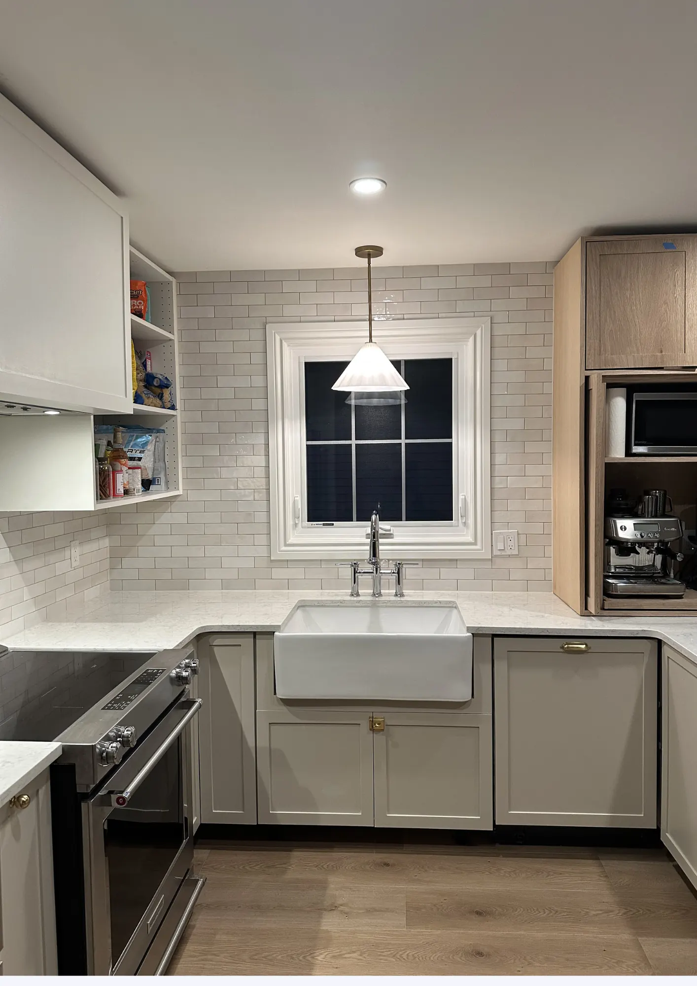 Tile installation — Farmhouse Sink Kitchen Backsplash — Peterborough, Ontario