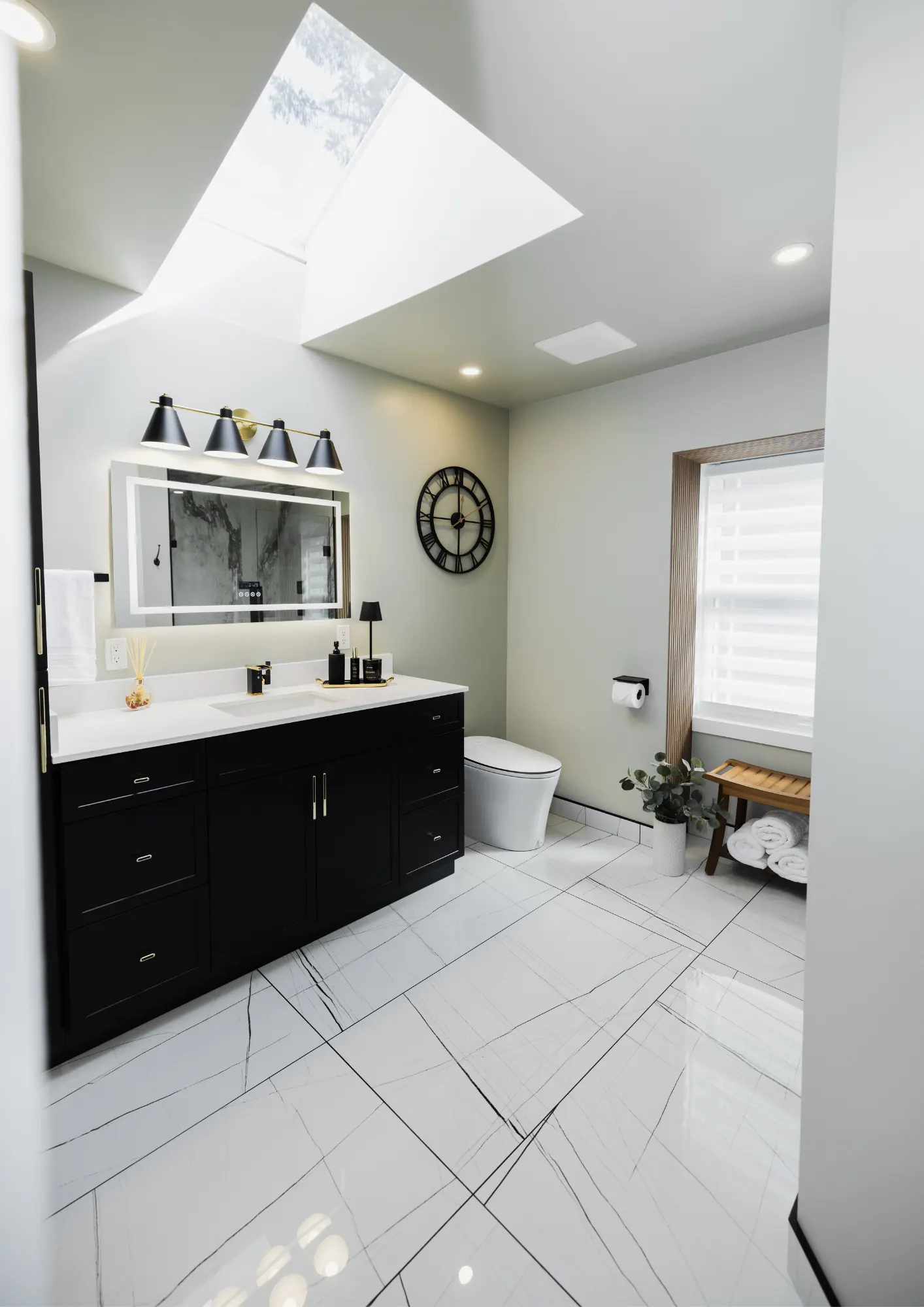 Bathroom renovation — Skylight Vanity with Marble Floor — Peterborough, Ontario